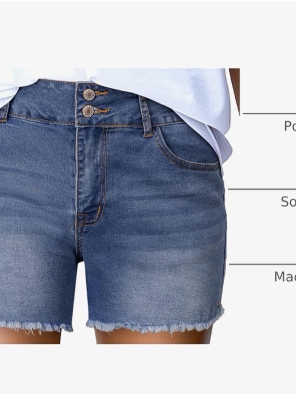 High-Rise Light Blue Denim Shorts with Frayed Hem - Picture 4 of 10